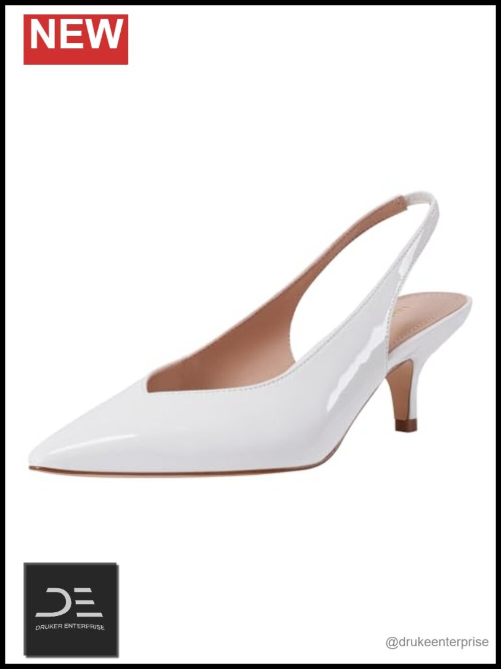 Marc Fisher Labela Slingback Pumps Kitten Heel Pointed Toe Faux Patent Leather